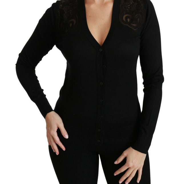 Dolce & Gabbana Black Lace Sweater Cardigan Sweater