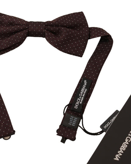 Dolce & Gabbana Brown Dotted Silk Adjustable Neck Papillon Bow Tie