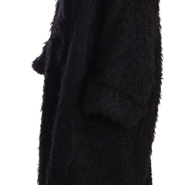 Dolce & Gabbana Black Mohair Fur Cape Trench Coat Jacket