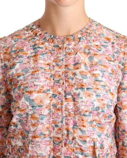 Dolce & Gabbana Multicolor Floral Print Silk Trench Coat Jacket