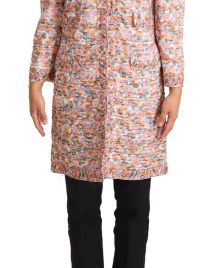 Dolce & Gabbana Multicolor Floral Print Silk Trench Coat Jacket