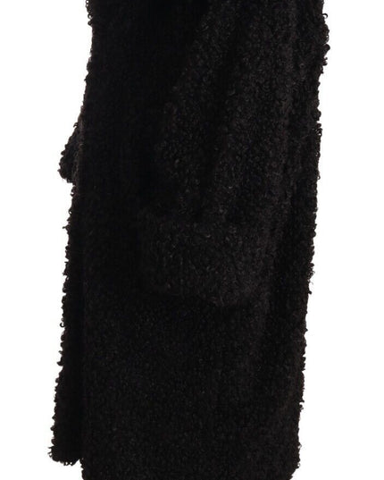 Dolce & Gabbana Black Polyester Fur Trench Coat Jacket