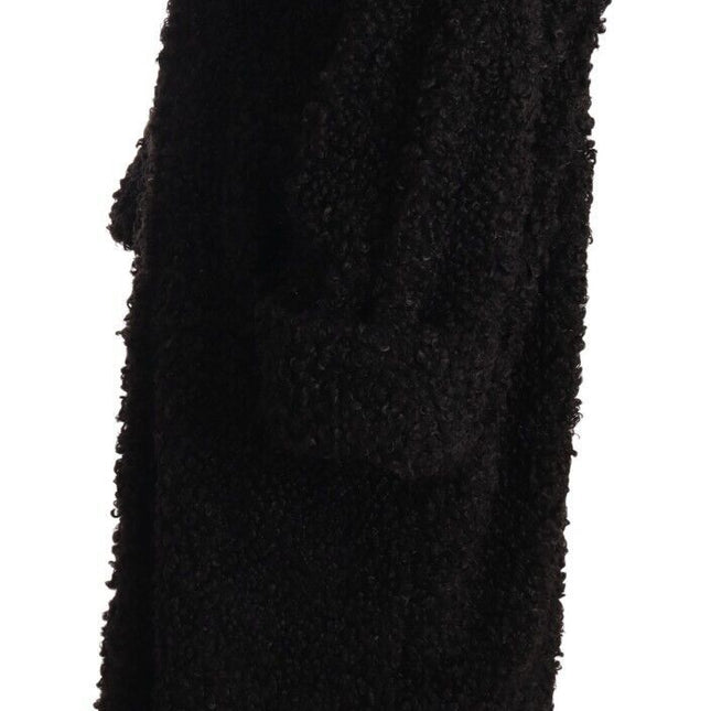 Dolce & Gabbana Black Polyester Fur Trench Coat Jacket