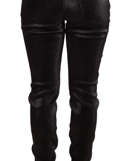 Dolce & Gabbana Black Silver Lurex Thread Cotton Stretch Pants