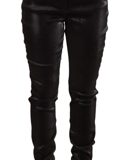 Dolce & Gabbana Black Silver Lurex Thread Cotton Stretch Pants