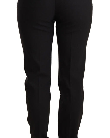 Dolce & Gabbana Black Tapered Women Trouser Virgin Wool Pants