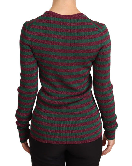 Dolce & Gabbana Multicolor Striped Crew Neck Pullover Sweater
