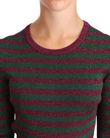 Dolce & Gabbana Multicolor Striped Crew Neck Pullover Sweater