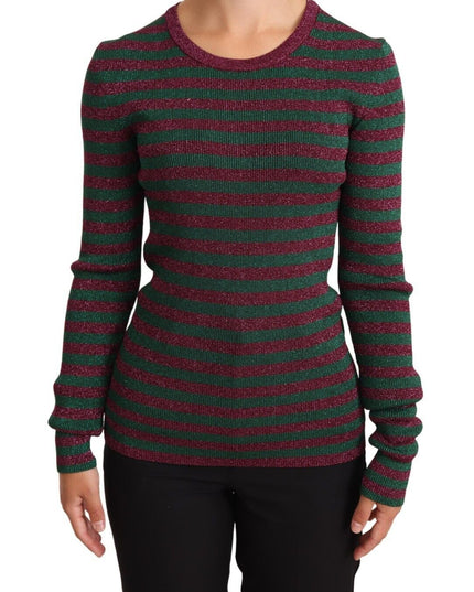 Dolce & Gabbana Multicolor Striped Crew Neck Pullover Sweater