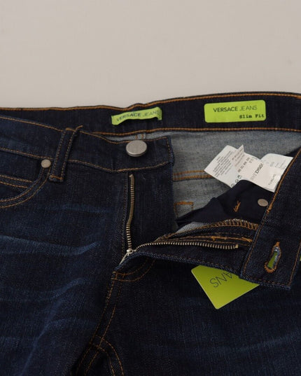Versace Jeans Dark Blue Cotton Low Waist Skinny Denim Jeans