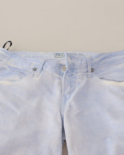 Acht Light Blue Cotton Folded Hem Denim Skinny Women Trouser Jeans