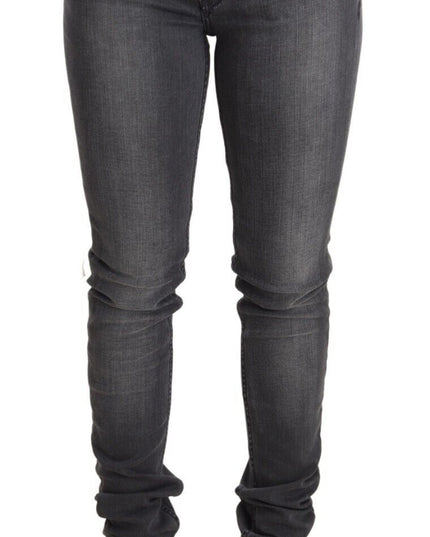 Acht Gray Washed Cotton Slim Fit Low Waist Women Denim Trouser Jeans