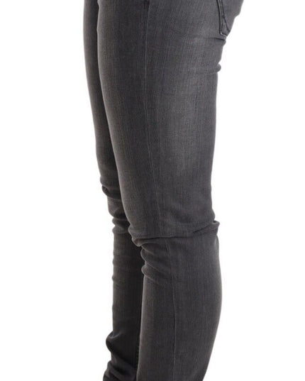 Acht Gray Washed Cotton Slim Fit Low Waist Women Denim Trouser Jeans