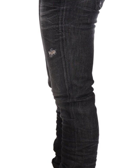 Acht Black Washed Cotton Low Waist Skinny Denim Trouser Jeans
