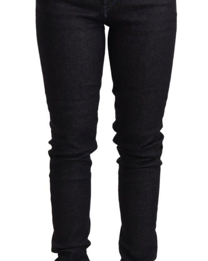 Acht Blue Cotton Low Waist Slim Fit Denim Women Trouser Jeans