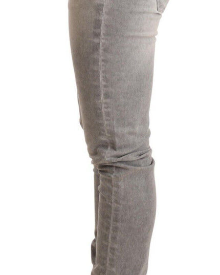 Acht Light Gray Washed Cotton Slim Fit Denim Women Trouser Jeans