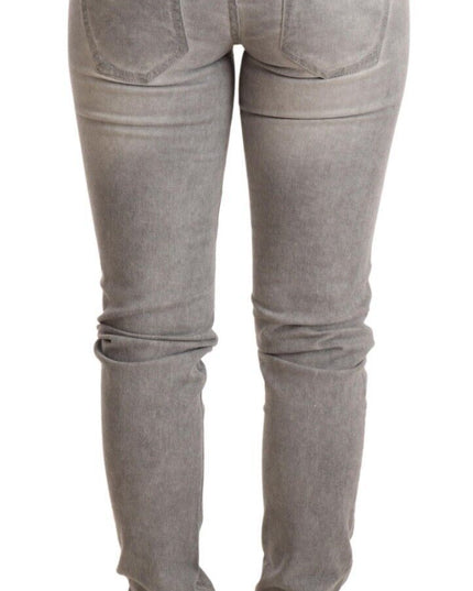 Acht Light Gray Washed Cotton Slim Fit Denim Women Trouser Jeans