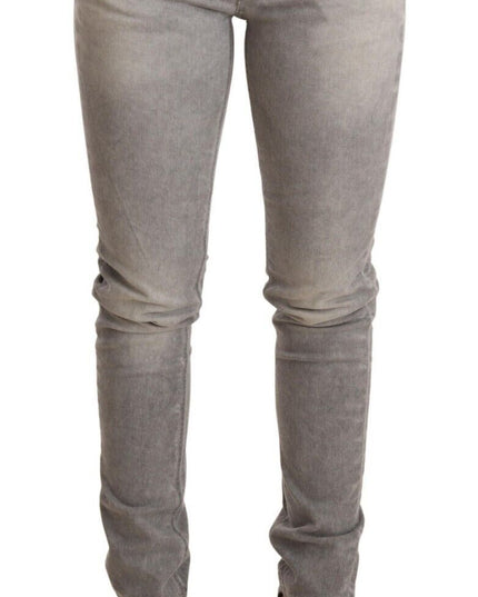 Acht Light Gray Washed Cotton Slim Fit Denim Women Trouser Jeans