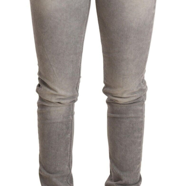 Acht Light Gray Washed Cotton Slim Fit Denim Women Trouser Jeans