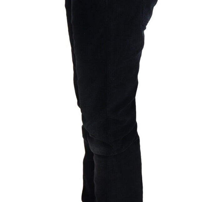 Acht Blue Washed Cotton Denim Low Waist Loose Fit Trousers Jeans