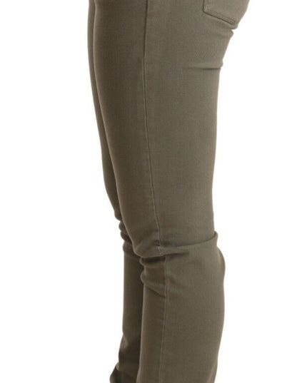 Ermanno Scervino Green Low Waist Skinny Slim Trouser Cotton Jeans