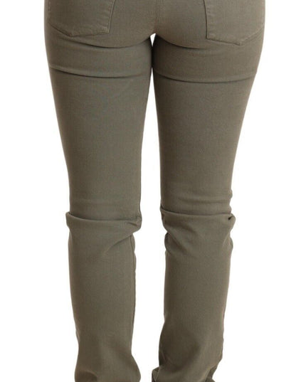 Ermanno Scervino Green Low Waist Skinny Slim Trouser Cotton Jeans