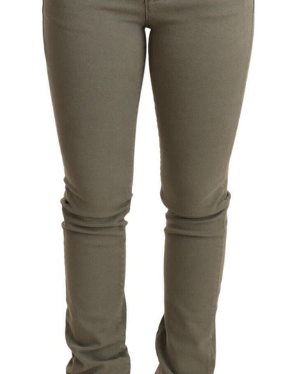Ermanno Scervino Green Low Waist Skinny Slim Trouser Cotton Jeans