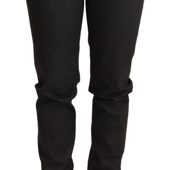 Ermanno Scervino Black Low Waist Skinny Slim Trouser Cotton Jeans