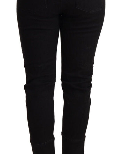 Ermanno Scervino Black Low Waist Skinny Slim Trouser Cotton  Jeans