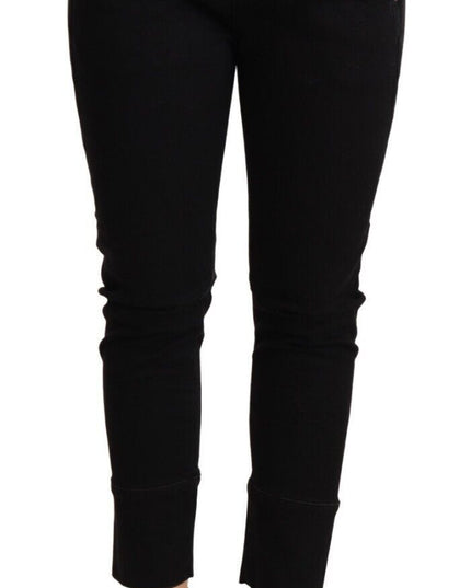 Ermanno Scervino Black Low Waist Skinny Slim Trouser Cotton  Jeans