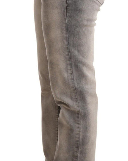 Ermanno Scervino Gray Washed Low Waist Skinny Trouser Cotton Jeans