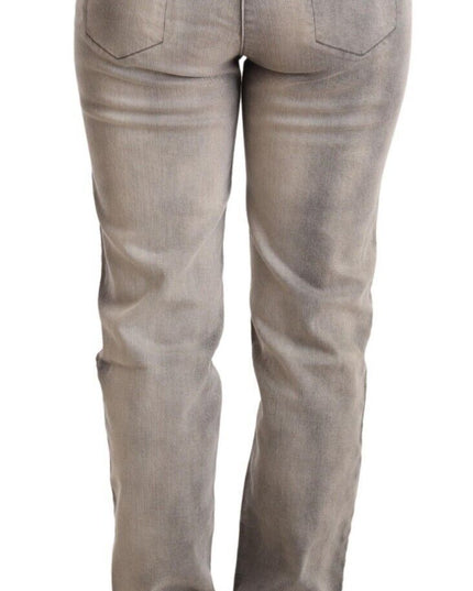 Ermanno Scervino Gray Washed Low Waist Skinny Trouser Cotton Jeans