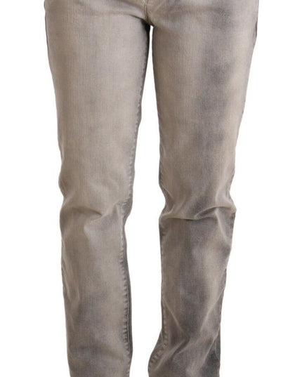 Ermanno Scervino Gray Washed Low Waist Skinny Trouser Cotton Jeans