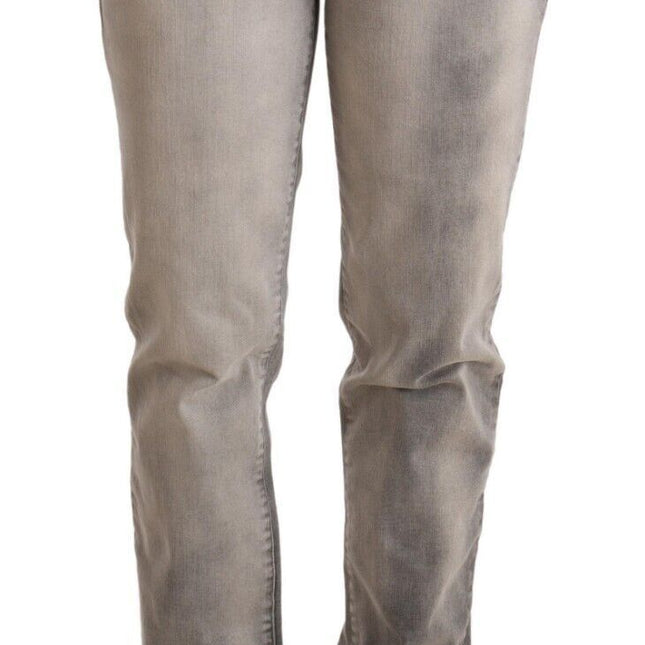 Ermanno Scervino Gray Washed Low Waist Skinny Trouser Cotton Jeans