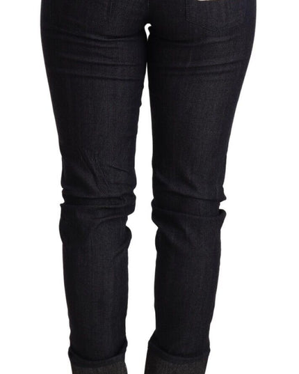 Ermanno Scervino Blue Skinny Folded Hem Denim Trouser Cotton Jeans