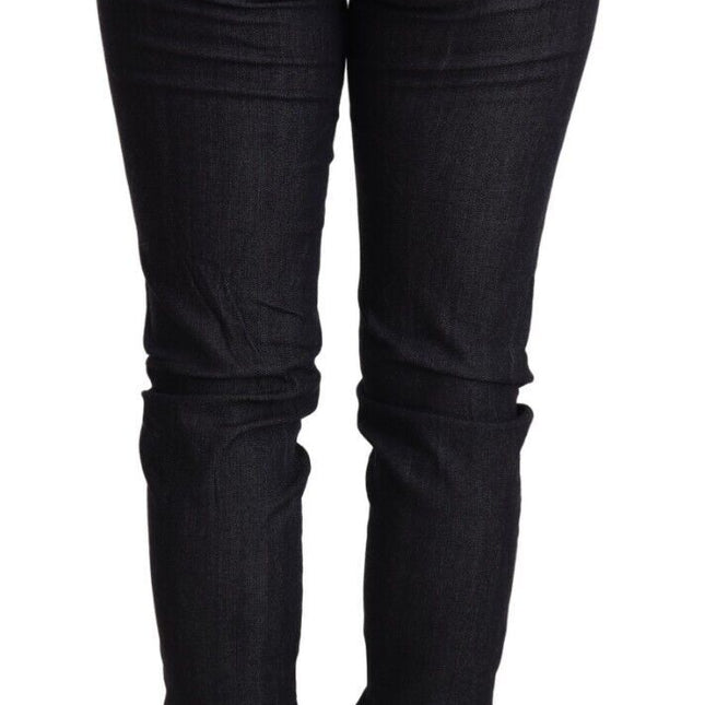 Ermanno Scervino Blue Skinny Folded Hem Denim Trouser Cotton Jeans