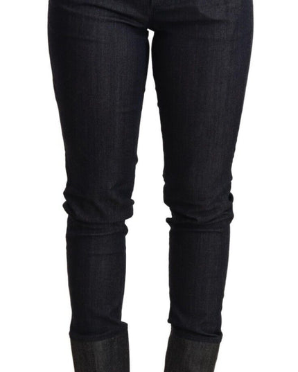 Ermanno Scervino Blue Skinny Folded Hem Denim Trouser Cotton Jeans