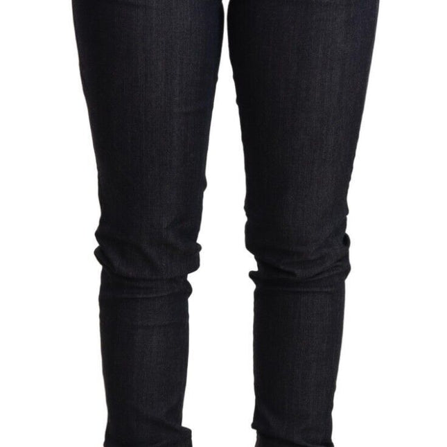 Ermanno Scervino Blue Skinny Folded Hem Denim Trouser Cotton Jeans