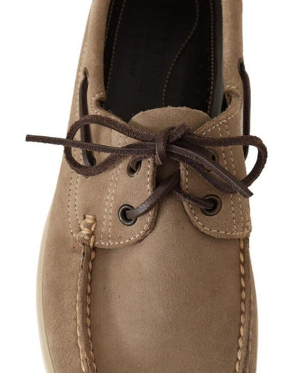 Pollini Beige Suede Low Top Mocassin Loafers Casual Men Shoes