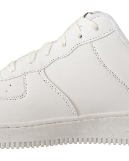 SIGNS White Leather Perforated Lace Up Sneakers Casual Men Shoes