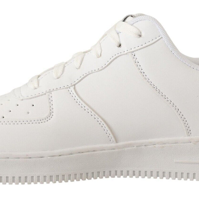 SIGNS White Leather Perforated Lace Up Sneakers Casual Men Shoes