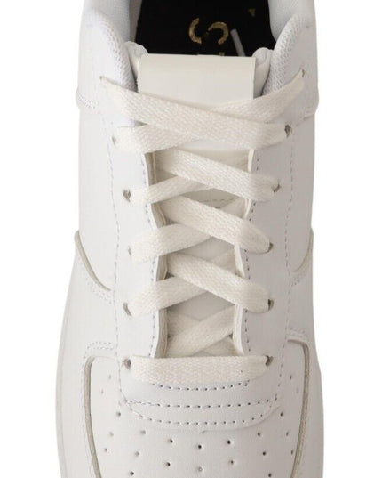 SIGNS White Leather Perforated Lace Up Sneakers Casual Men Shoes