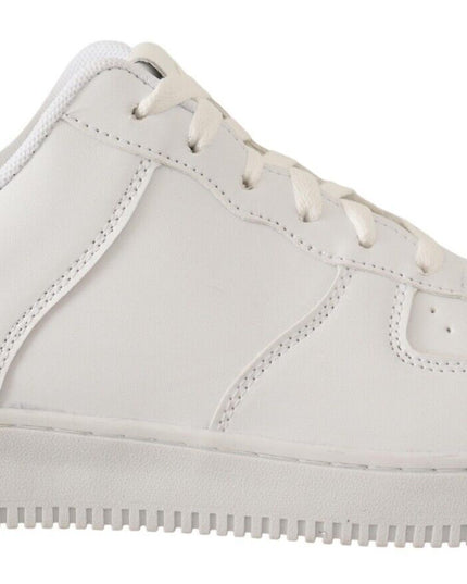 SIGNS White Leather Perforated Lace Up Sneakers Casual Men Shoes