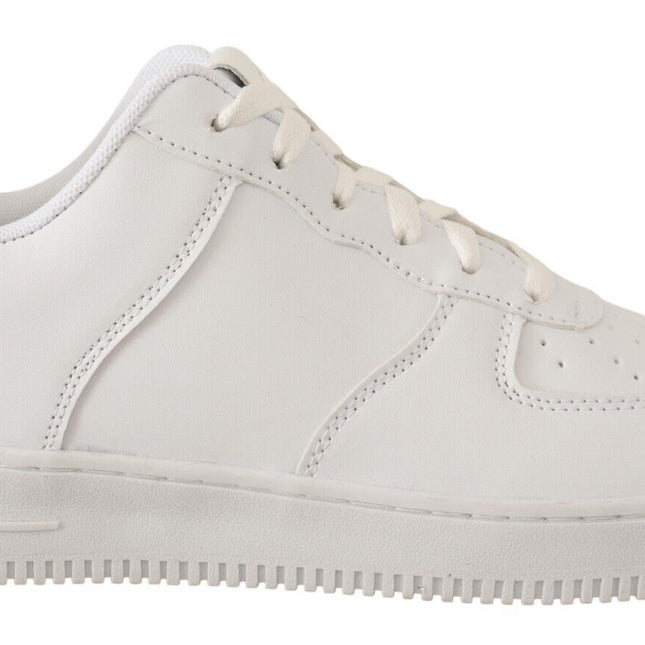 SIGNS White Leather Perforated Lace Up Sneakers Casual Men Shoes