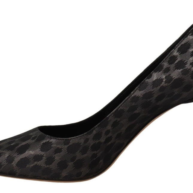 Sofia Black Leopard Leather Stiletto High Heels Pumps Shoes