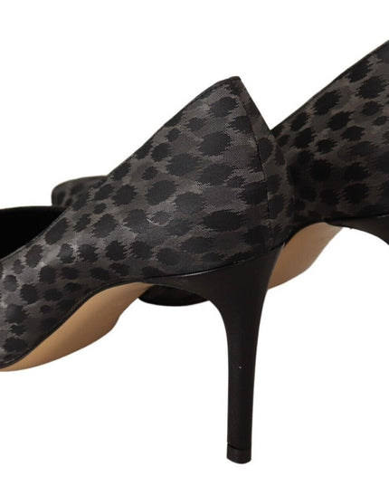Sofia Black Leopard Leather Stiletto High Heels Pumps Shoes