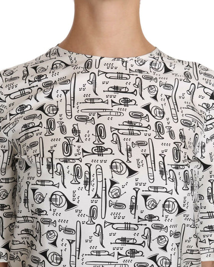Dolce & Gabbana White Musical Instruments Print Blouse
