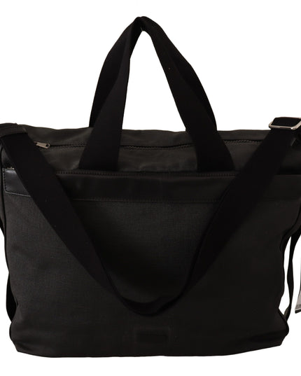 Dolce & Gabbana Black Denim Leather Shoulder Strap Messenger Bag