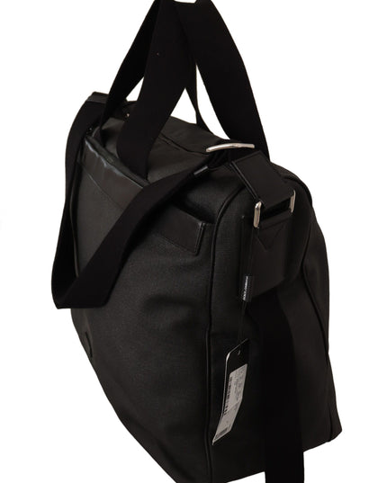 Dolce & Gabbana Black Denim Leather Shoulder Strap Messenger Bag