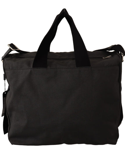 Dolce & Gabbana Black Denim Leather Shoulder Strap Messenger Bag